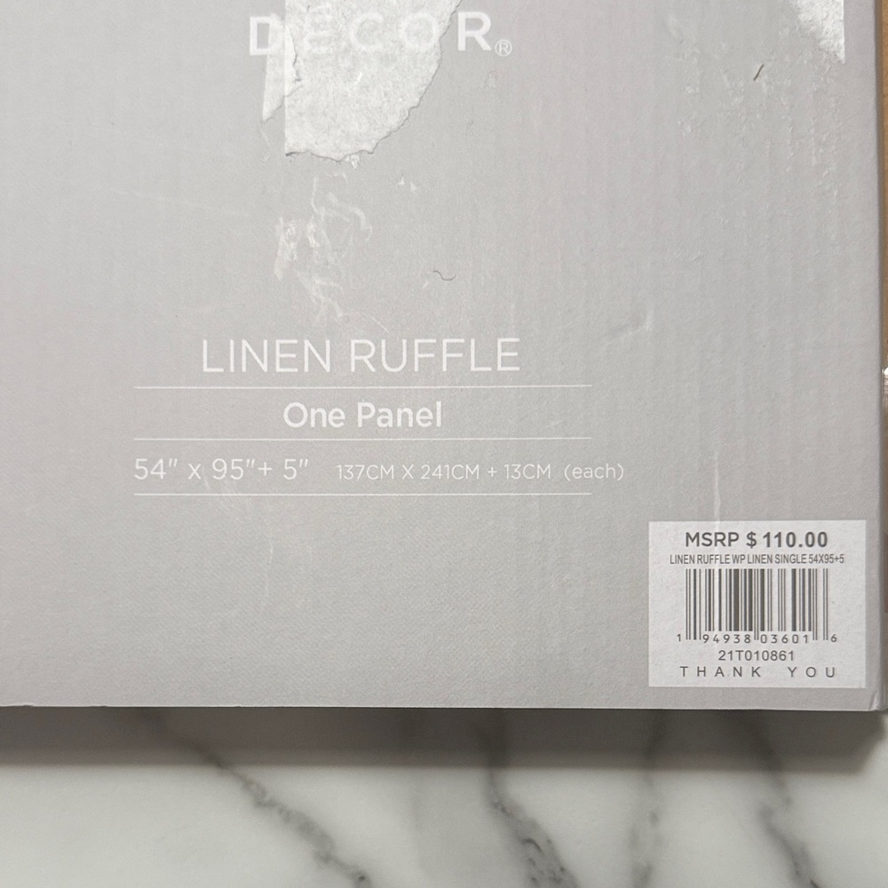 Linen Ruffle Curtain One Panel - Picture 2 of 3